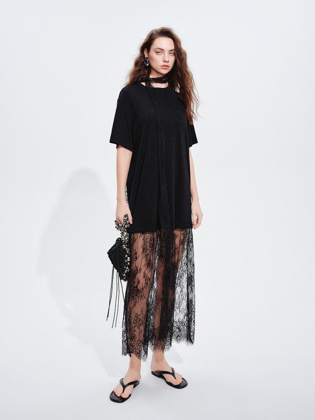 audreyyang Stretchy Polyester Blend Patchwork H Silhouette Casual Women Midi Dresses