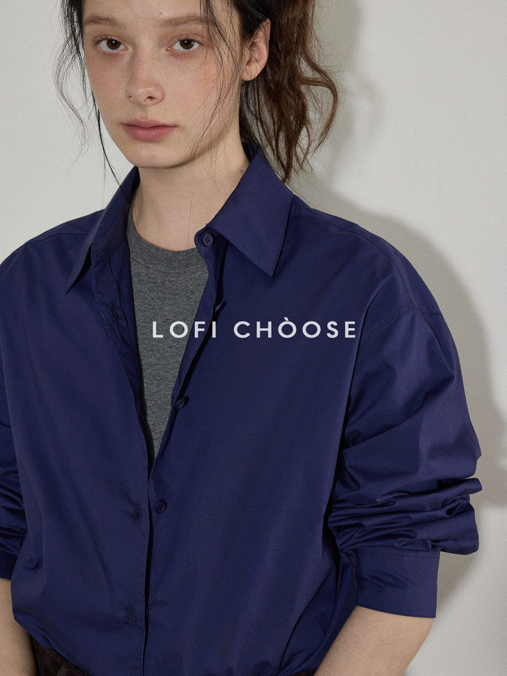 Lofi choose Pure Cotton Loose Fit Commuter Turndown Collar Long Sleeve Buttoned Women Shirts