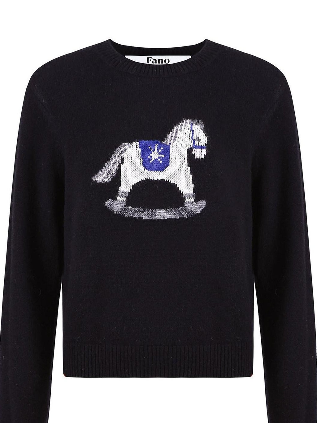 fano Cozy Acrylic Wool Blend Loose Pullover Crewneck Cute Animal Black Sweaters