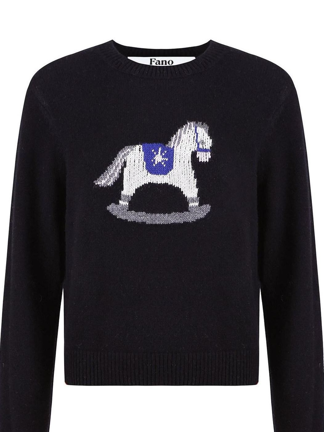 fano Cozy Acrylic Wool Blend Loose Pullover Crewneck Cute Animal Black Sweaters