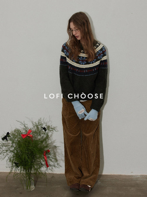 Lofi choose Cozy Soft Pullover Commuter Loose Fit Crew Neck Long Sleeve Knit Sweaters