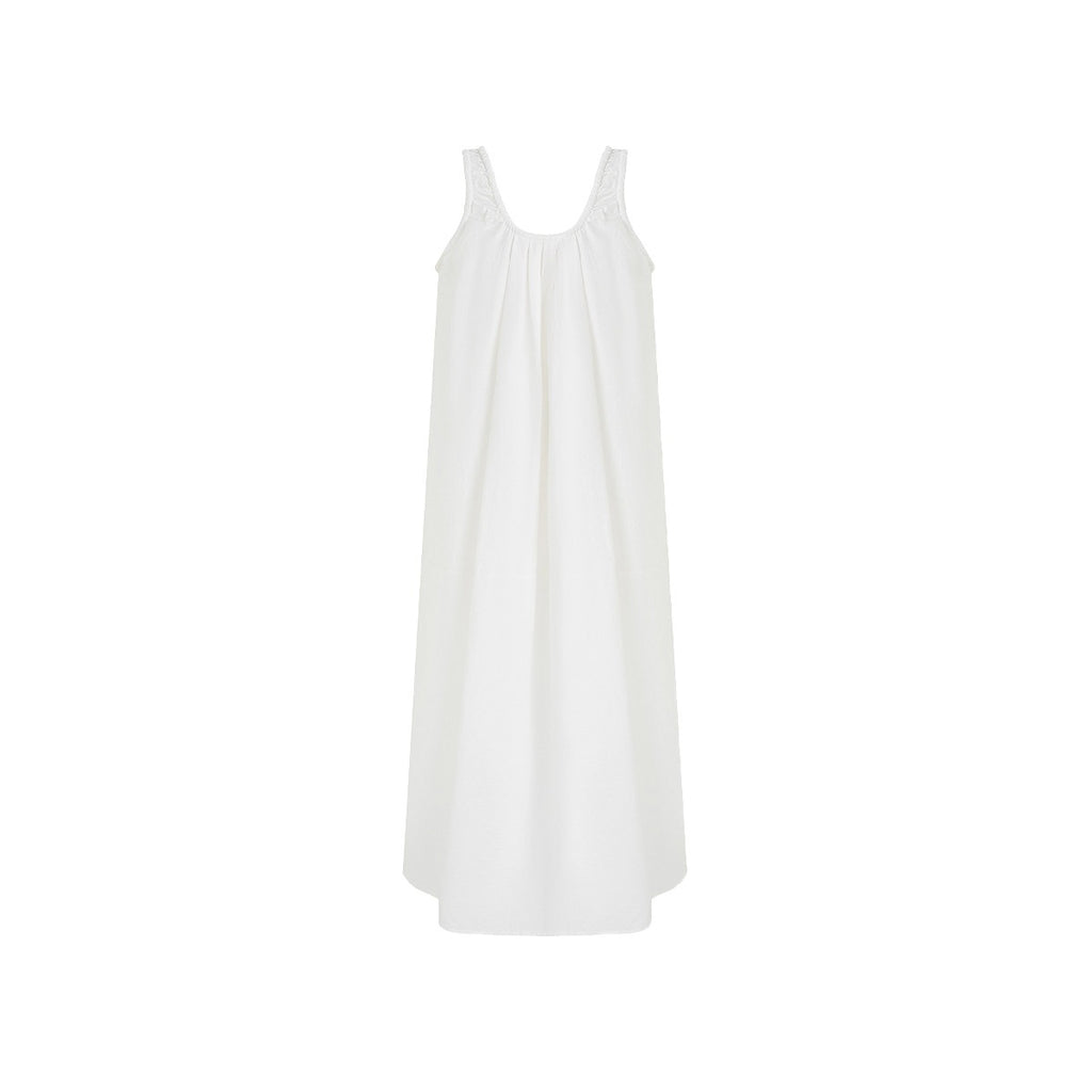 fano_Soft_Cotton_Tencel_Aline_Sleeveless_Crew_Natural_Travel_Girls_White_Maxi_Dresses_MISSTT