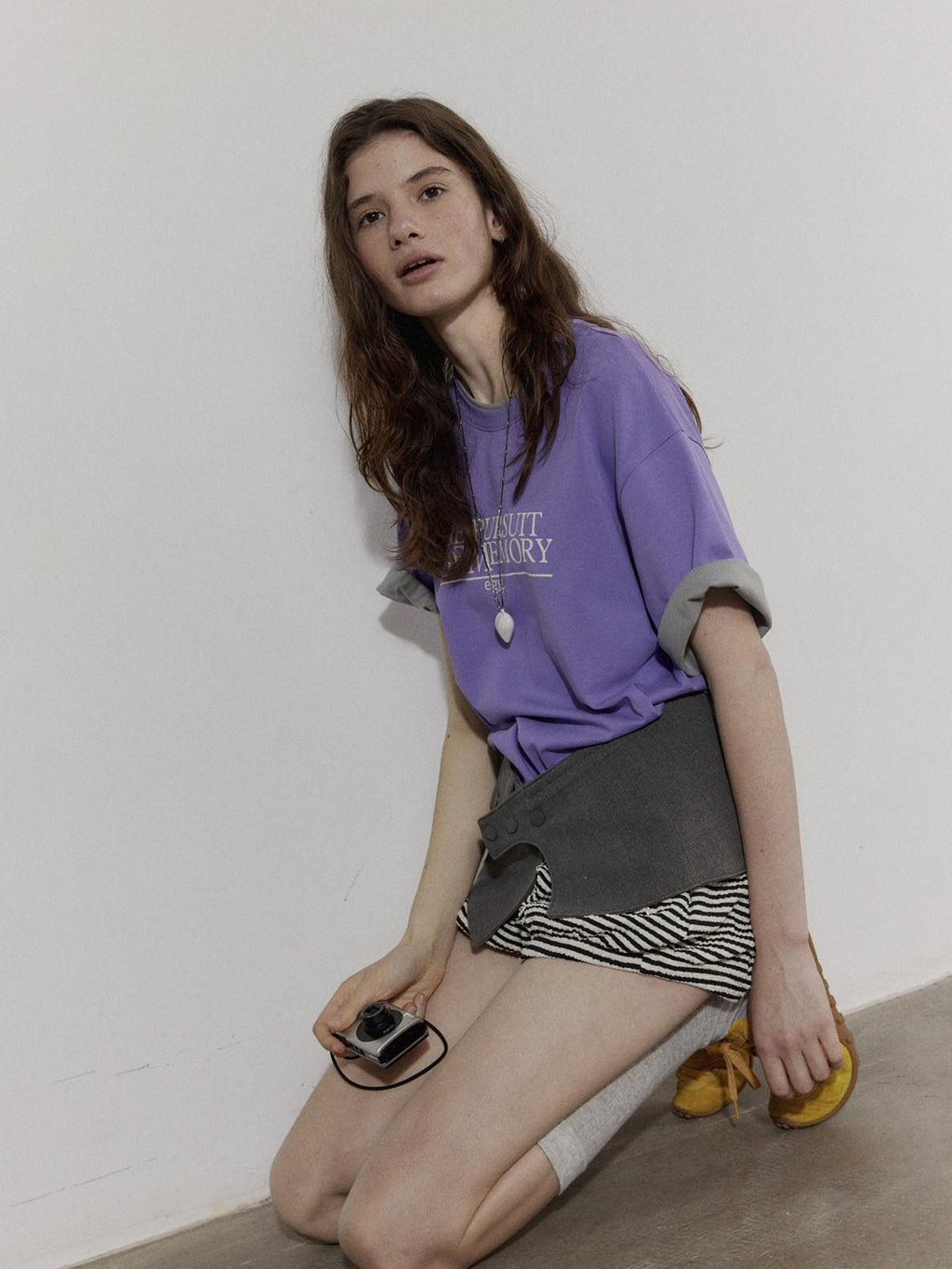 Lofi choose High Waist Relaxed Fit Women Office Commuter Black Apricot Striped Mini Shorts