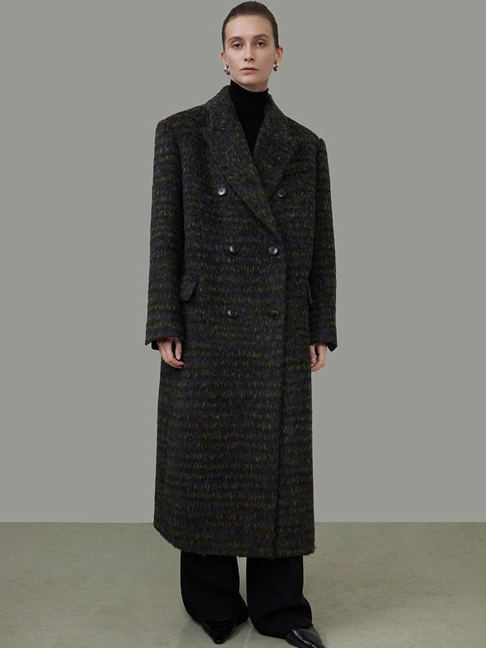 unspoken Warm Thick Double Breasted Long Loose Fit Minimalist Office Charcoal Wool Coats
