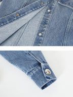 audreyyang 100% Cotton Vintage Loose Fit Button Long Sleeve Denim Women Top & Pants Sets