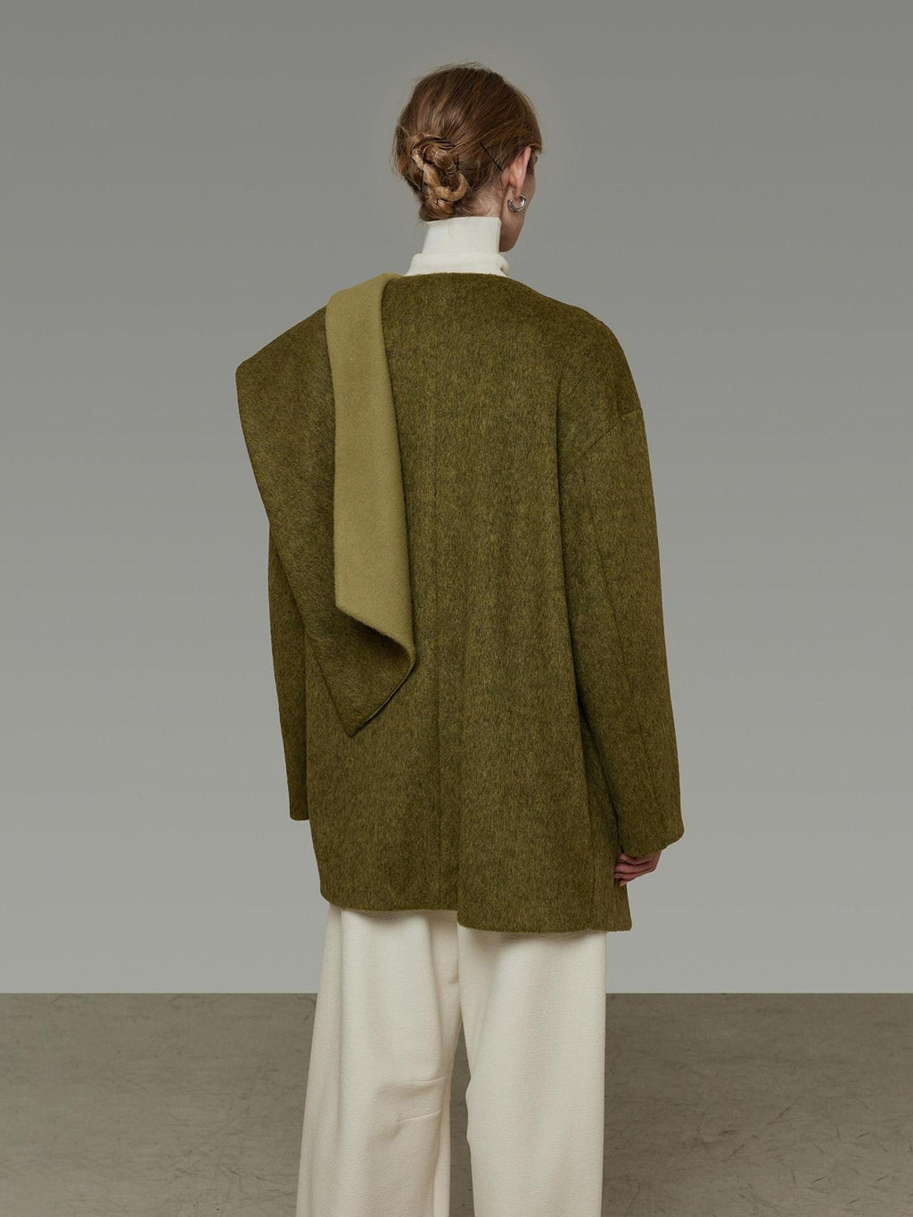 unspoken Asymmetrical Lambswool Blend Oversized Minimal Commuter Tailored Wool Coats