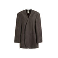 unspoken_Minimalist_V-neck_Long_Sleeve_Tailored_Brown_Polyester_Women_Top_&_Pants_Sets_MISSTT