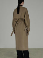 unspoken Pure Sheep Wool Long V-neck Straight Cut With Pockets Commuter Wool Coats