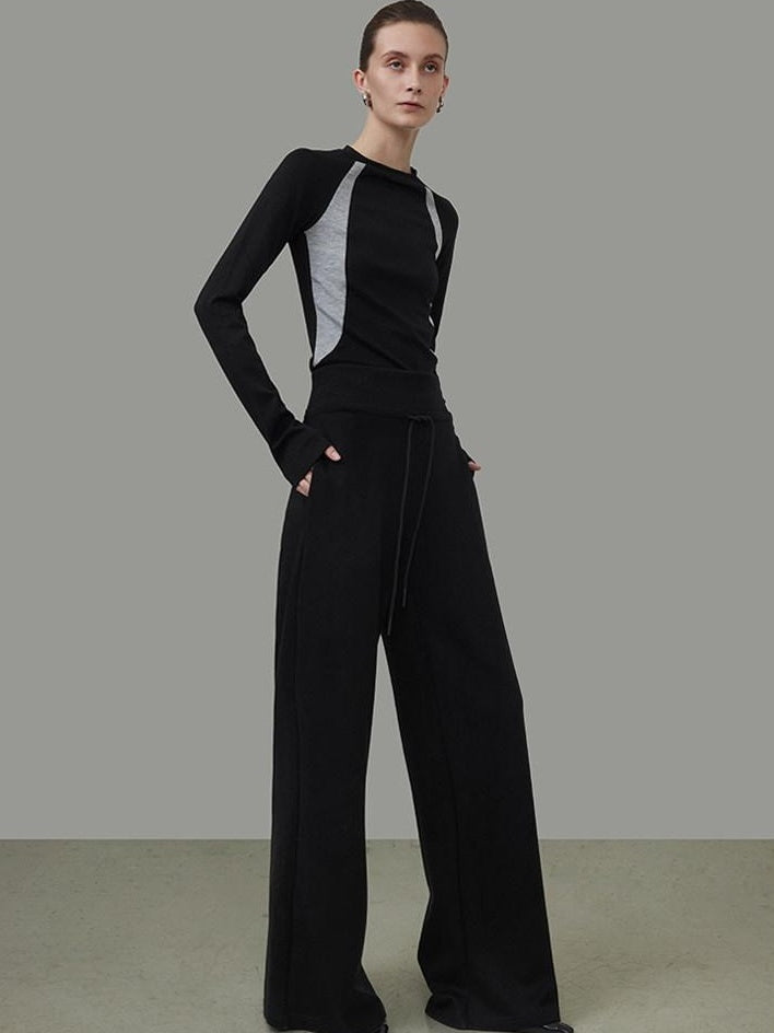 unspoken Nylon Viscose Stretch Slim Fit Minimalist Office Colorblock Crewneck Sweaters