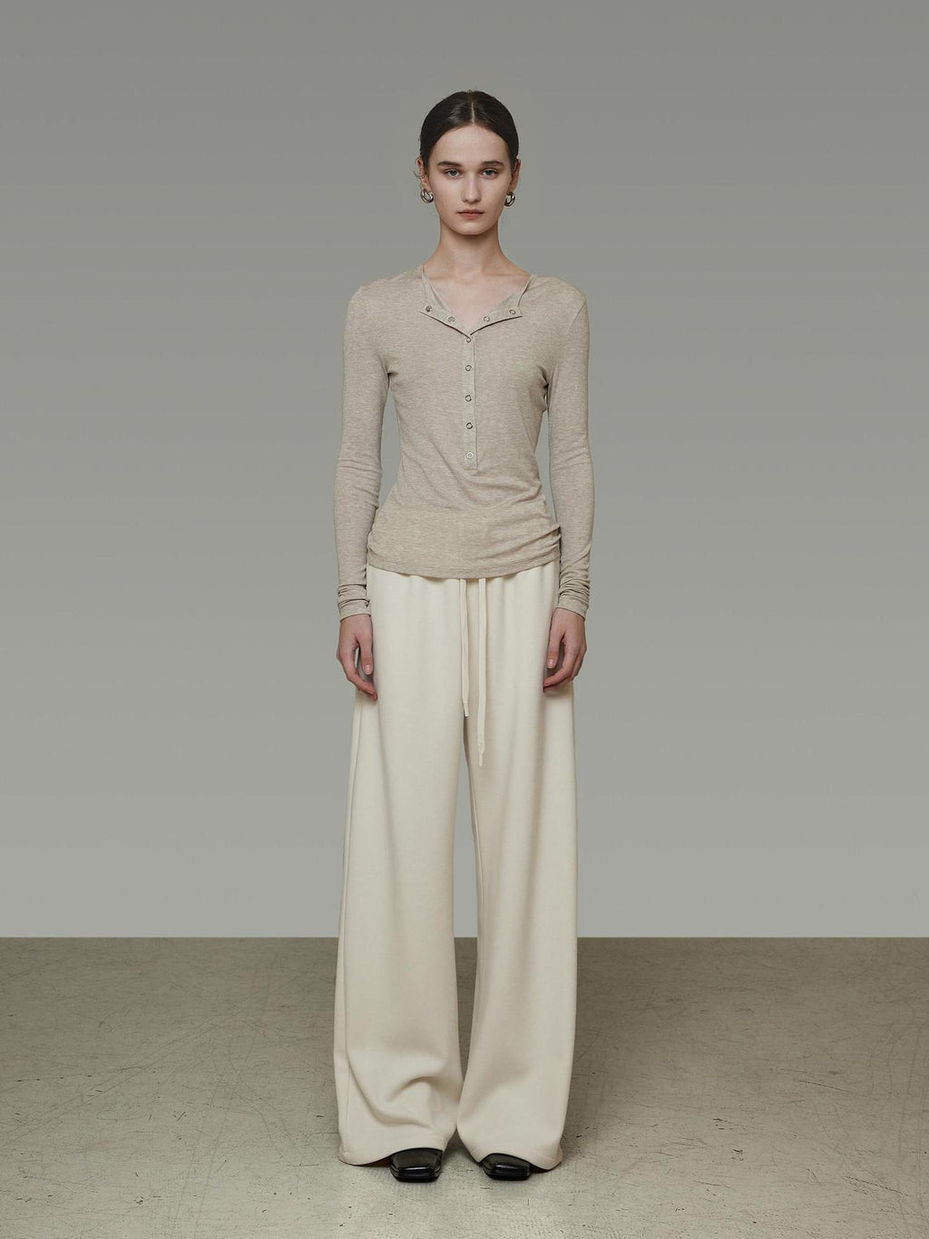 unspoken High Waist Tailored Tie Waist Minimal Workwear Breathable Straight Wide Leg Pants