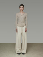 unspoken High Waist Tailored Tie Waist Minimal Workwear Breathable Straight Wide Leg Pants