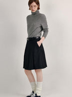 fano 100 Percent Wool High Neck Straight Minimalist Commuter Women Pullover Sweaters