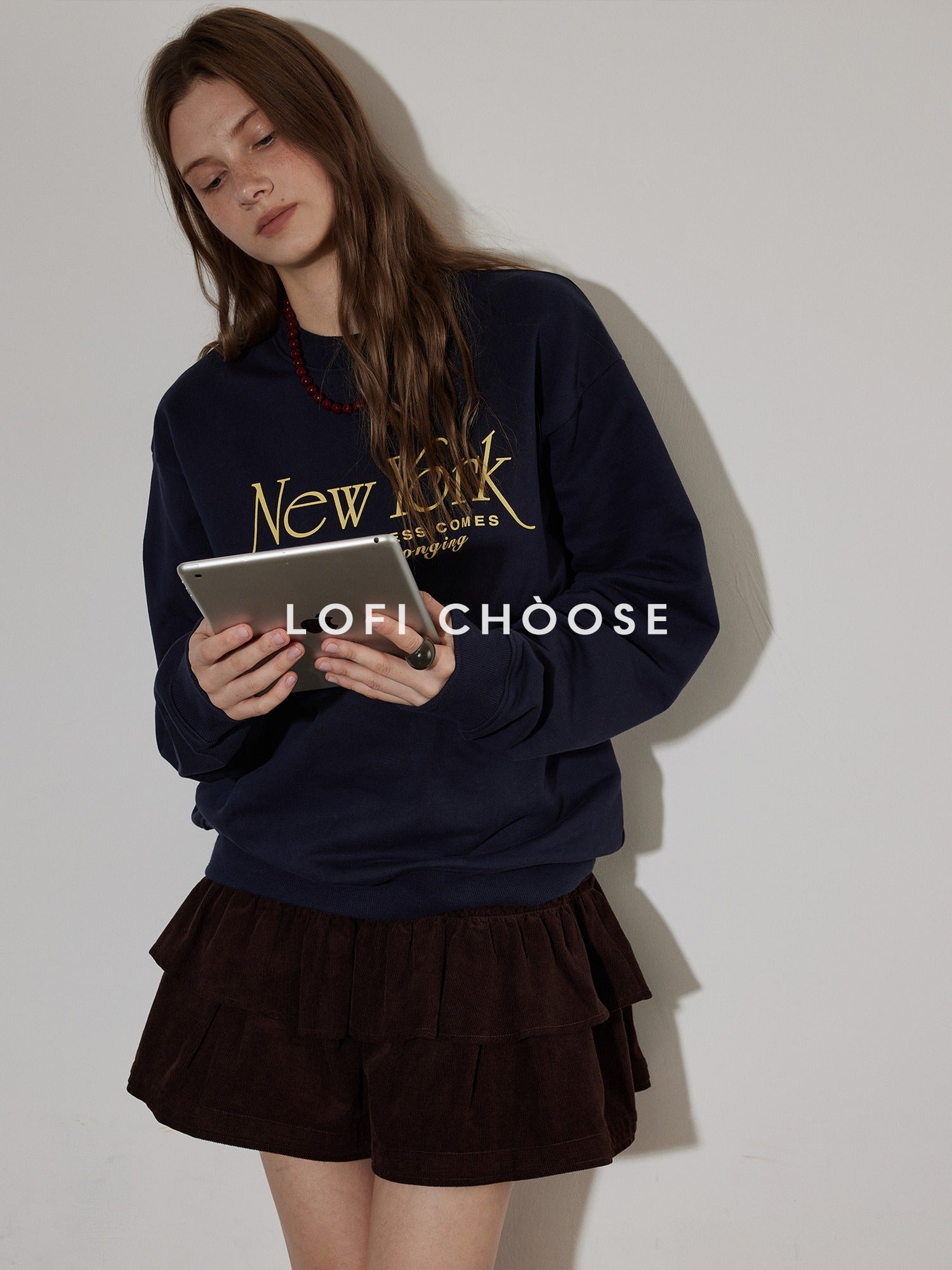 Lofi choose High Waist Cotton Puff Skirt Loose Commuter Women Brown Mini Skirts