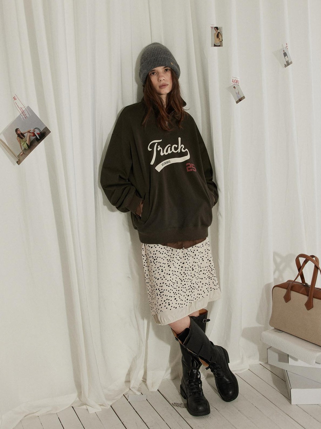 Lofi choose 100 Percent Cotton Loose Fit Henley Neck Workwear Long Sleeve Sweatshirt