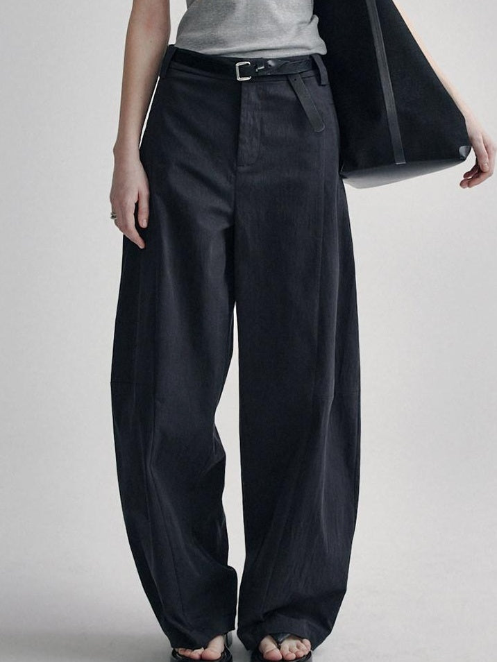 fano High Waist Sculpted Minimal Office Women Curved Pockets Rayon Wide Leg Pants