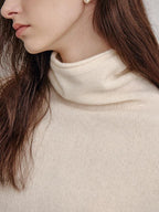 fano 100 Percent Wool High Neck Straight Minimalist Commuter Women Pullover Sweaters