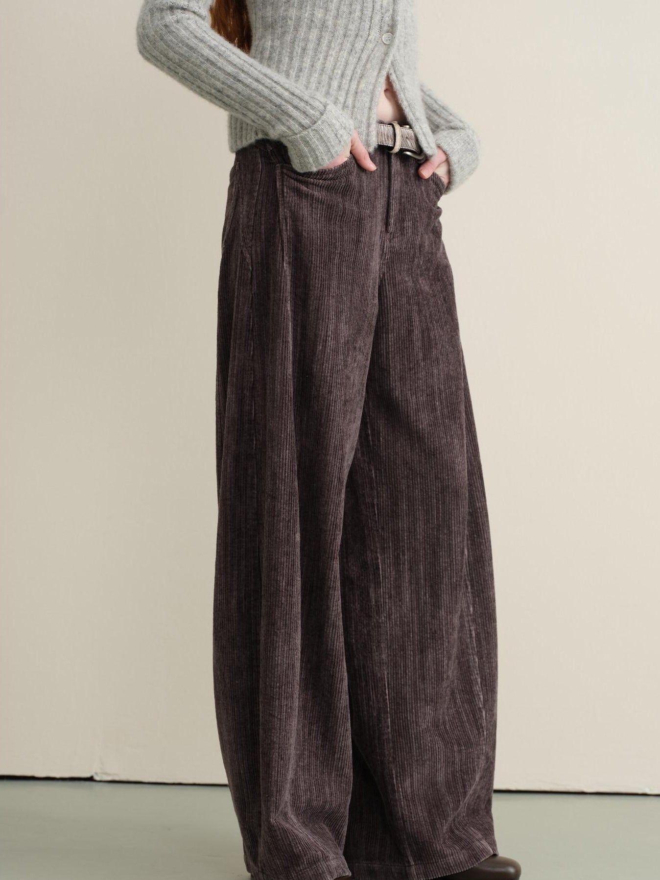 someonesometimes Washed Cotton Vintage Balloon Natural Waist Casual Women Purple Pants