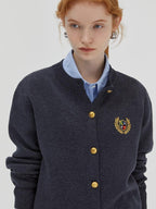 fano Wool Blend Straight Cut Commuter Round Neck Short Solid Knit Cardigans