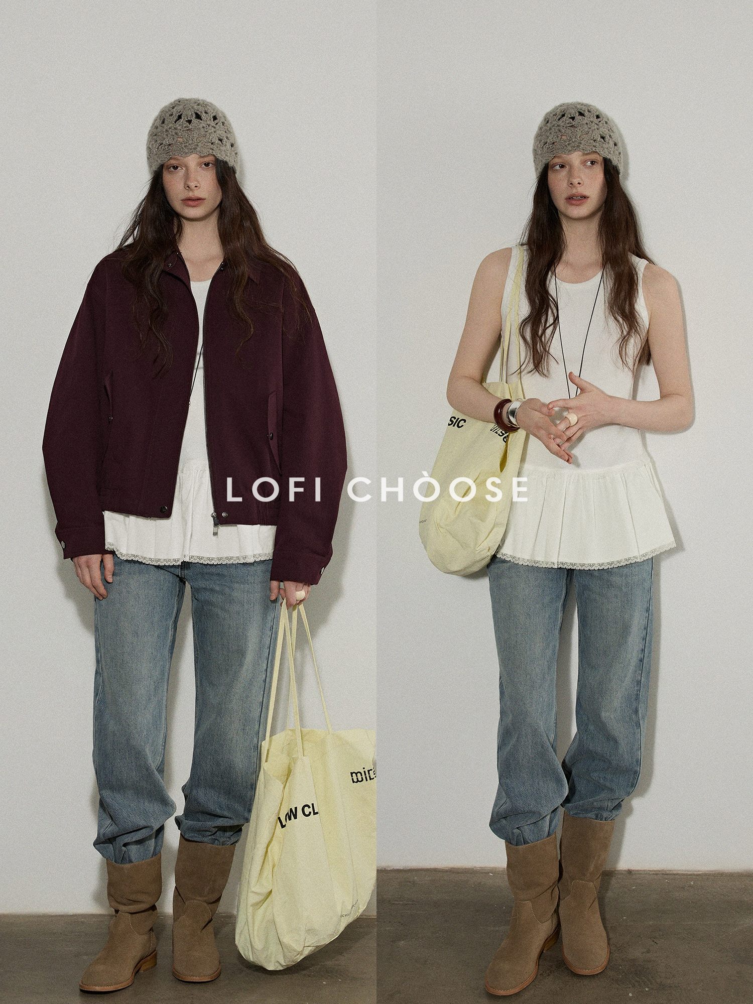 Lofi choose Versatile Layering Commuter Loose Fit Crew Neck Women White Tank Tops