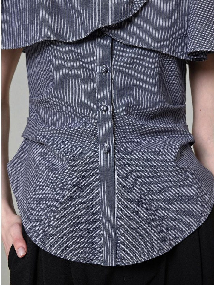 unspoken Flattering Pure Cotton Loose Boat Neck Women Striped Short Sleeve Blouses