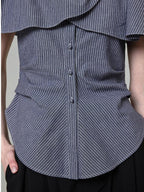 unspoken Flattering Pure Cotton Loose Boat Neck Women Striped Short Sleeve Blouses