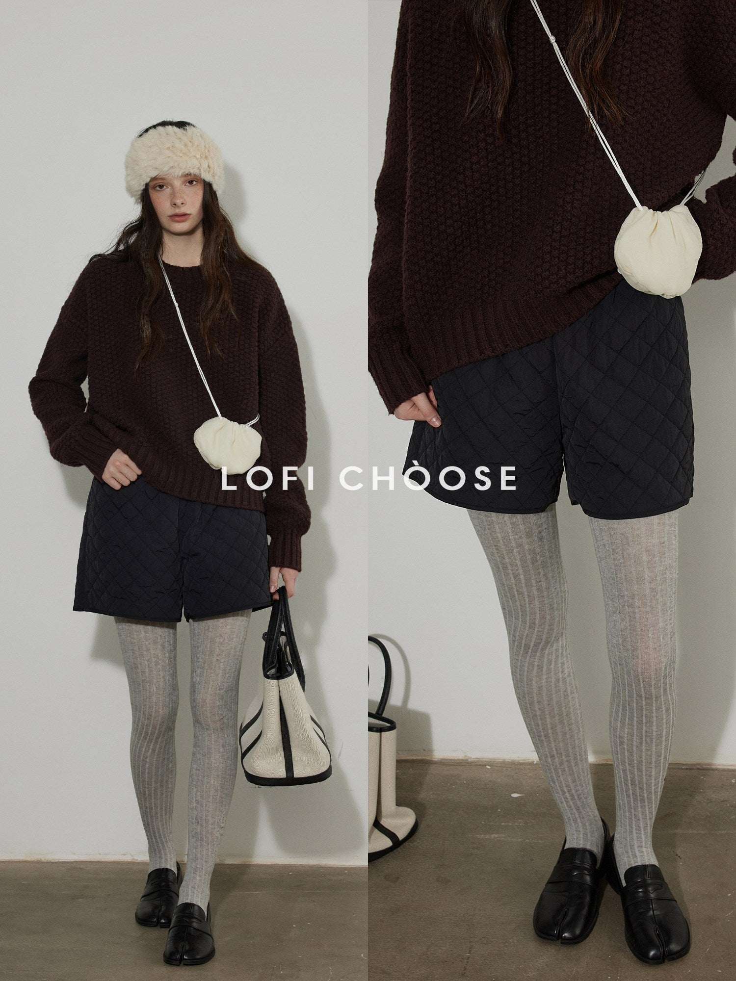 Lofi choose Insulated High Waist Diamond Quilted Workwear Nylon Women Mid-Length Shorts