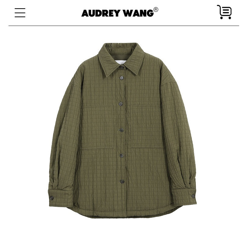 audreyyang_90%_White_Duck_Down_Warm_Embossed_Loose_Fit_Turn_Down_Collar_Down_Jackets_MISSTT