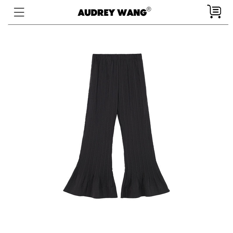 audreyyang_Minimalist_Office_Loose_Pleated_Bell_Sleeve_Round_Neck_Black_Blouses_MISSTT