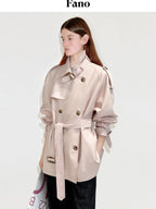 fano Double Breasted Mid Length Loose Fit Korean Commuter Women Classic Trench Coats