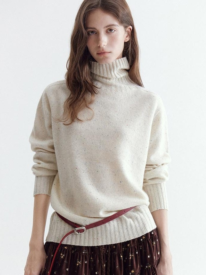fano Cozy 100% Wool Turtleneck Casual Regular Fit Young Women Pullover Sweaters