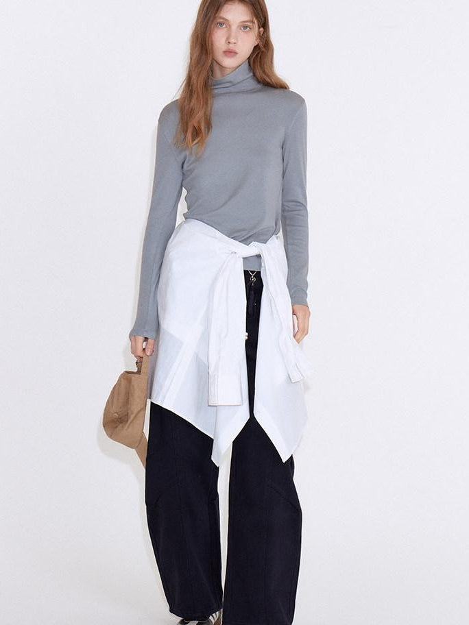 fano Cotton Cashmere Blend Slim Fit Casual High Neck Women Knit Pullover Sweaters