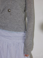 Lofi choose High Waist Cotton Comfort Pleated Loose Fit Office Women Blue Stripe Midi Skirts