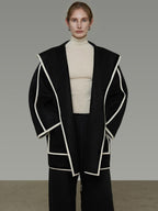 unspoken Premium Wool Alpaca Blend Straight Tailored Office Notch Lapel Black Wool Coats