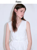 fano Cotton Linen Korean Ruffle Slim Fit Women White Off Shoulder Crop Tops