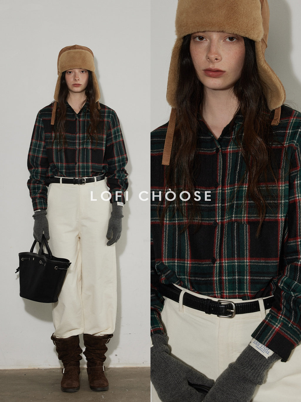 Lofi_choose_Work_Ready_Loose_Fit_Green_Plaid_Button_Front_Long_Sleeve_Polyester_Women_Shirts_MISSTT