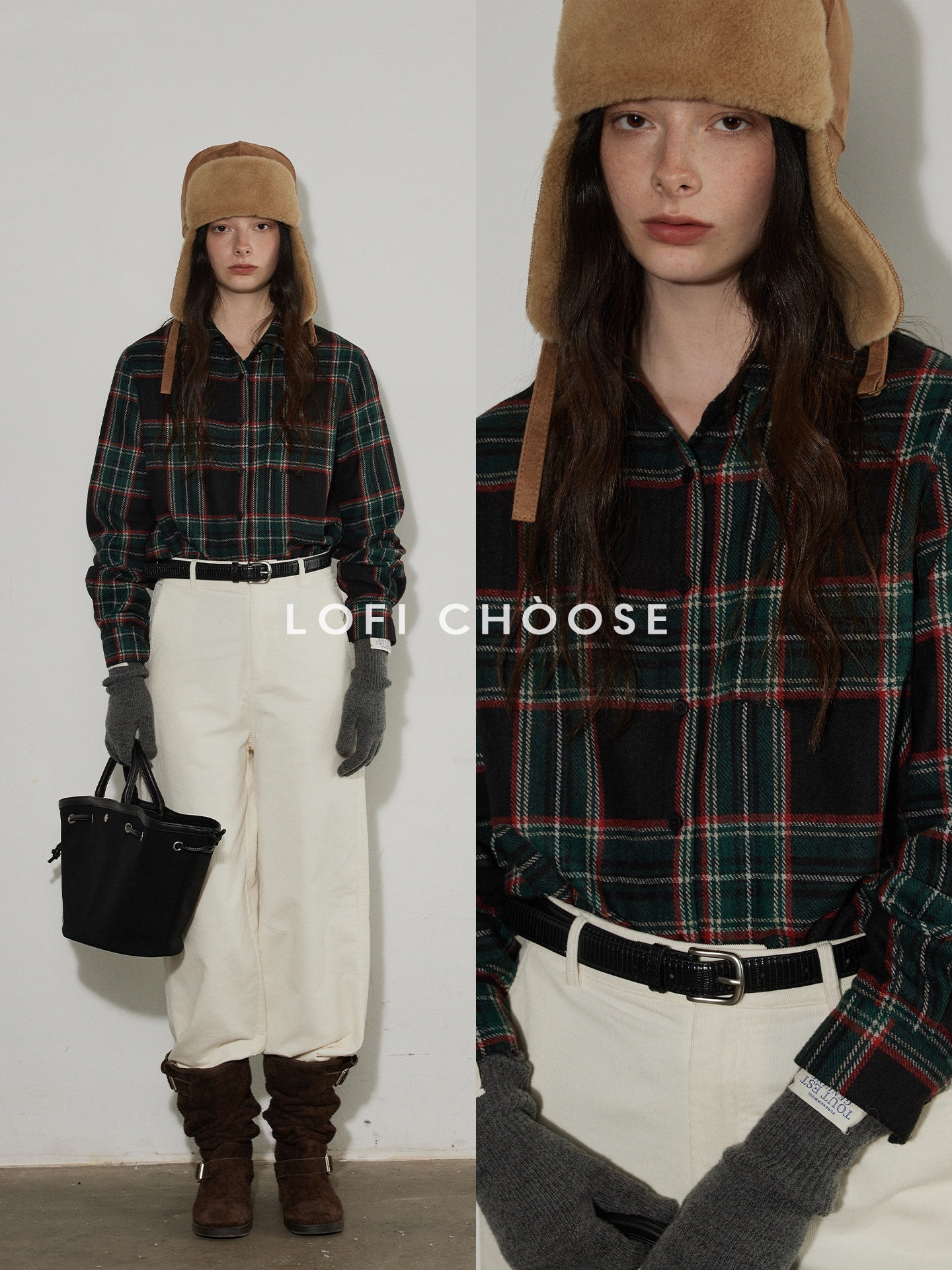 Lofi_choose_Work_Ready_Loose_Fit_Green_Plaid_Button_Front_Long_Sleeve_Polyester_Women_Shirts_MISSTT