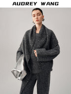 audreyyang Lyocell Blend Casual Loose Pullover Round Neck Women Two Piece Knit Sweaters