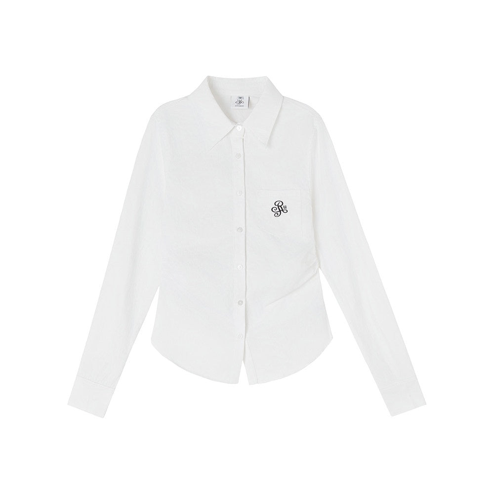 ikyou_Embroidered_Pleat_Slim_Fit_Office_Cotton_Blend_Collared_Long_Sleeve_Blouses_MISSTT