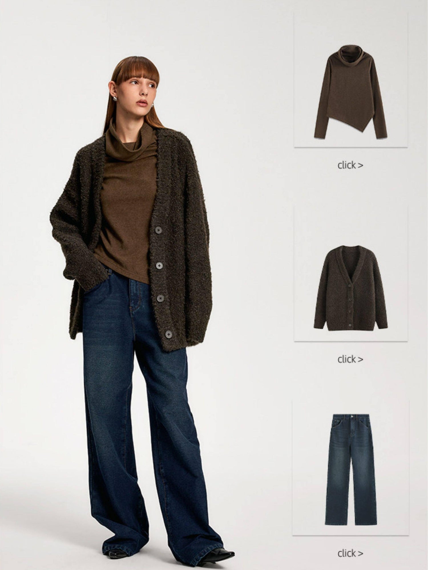 someone sometimes Vintage Blue Natural Waist Relaxed Fit Casual Polyester Wide Leg Jeans