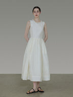 unspoken Polyester Blend A Line Fitted Waist Round Neck Sleeveless Casual Maxi Dresses