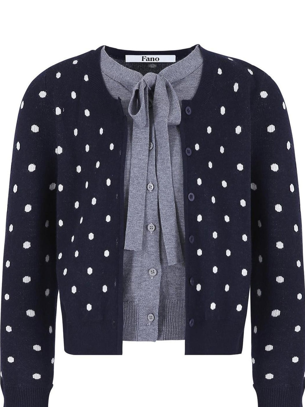 fano Slim Fit Polka Dot Button Front Long Sleeve Women Knitwear Tops Cardigans