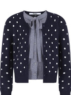 fano Slim Fit Polka Dot Button Front Long Sleeve Women Knitwear Tops Cardigans
