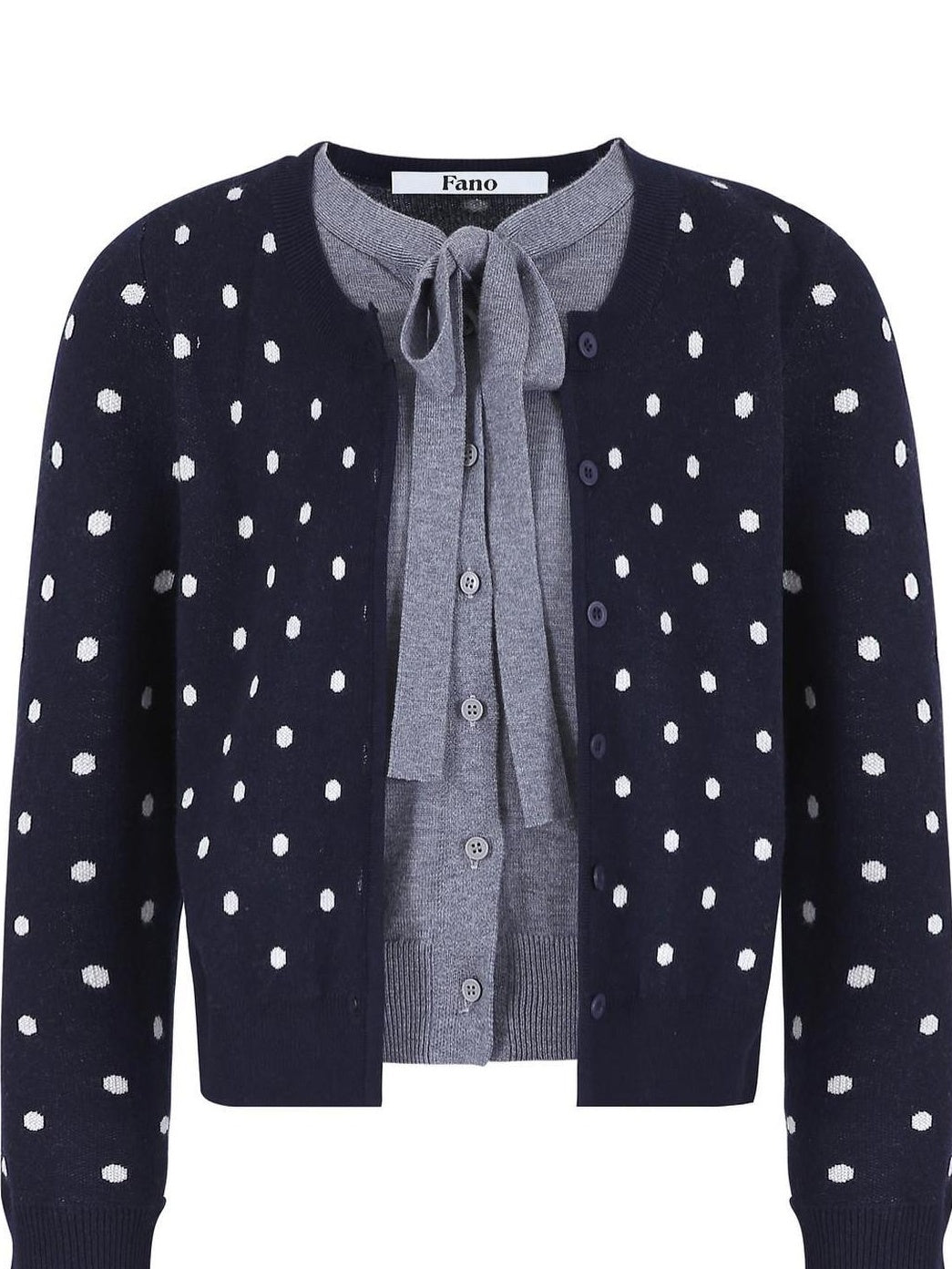fano Slim Fit Polka Dot Button Front Long Sleeve Women Knitwear Tops Cardigans