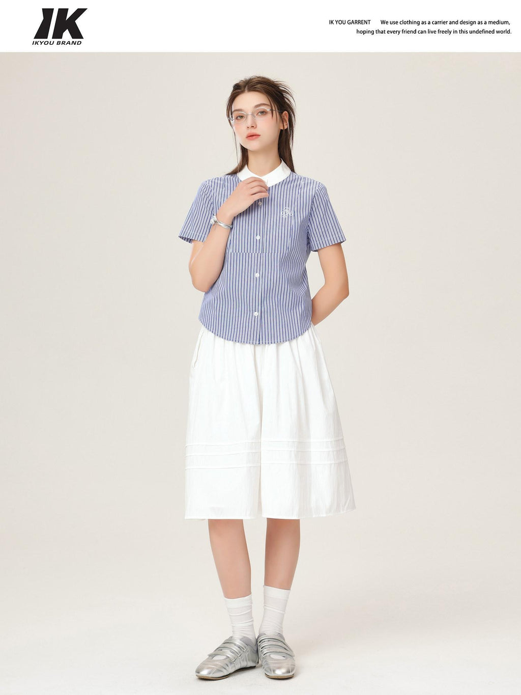 ikyou High Waist 100 Percent Cotton Resin Colorfast A Line Casual White Midi Skirts