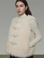 unspoken Wool Fleece Lined Single Button V-neck Tailored Workwear Beige Cropped Jackets