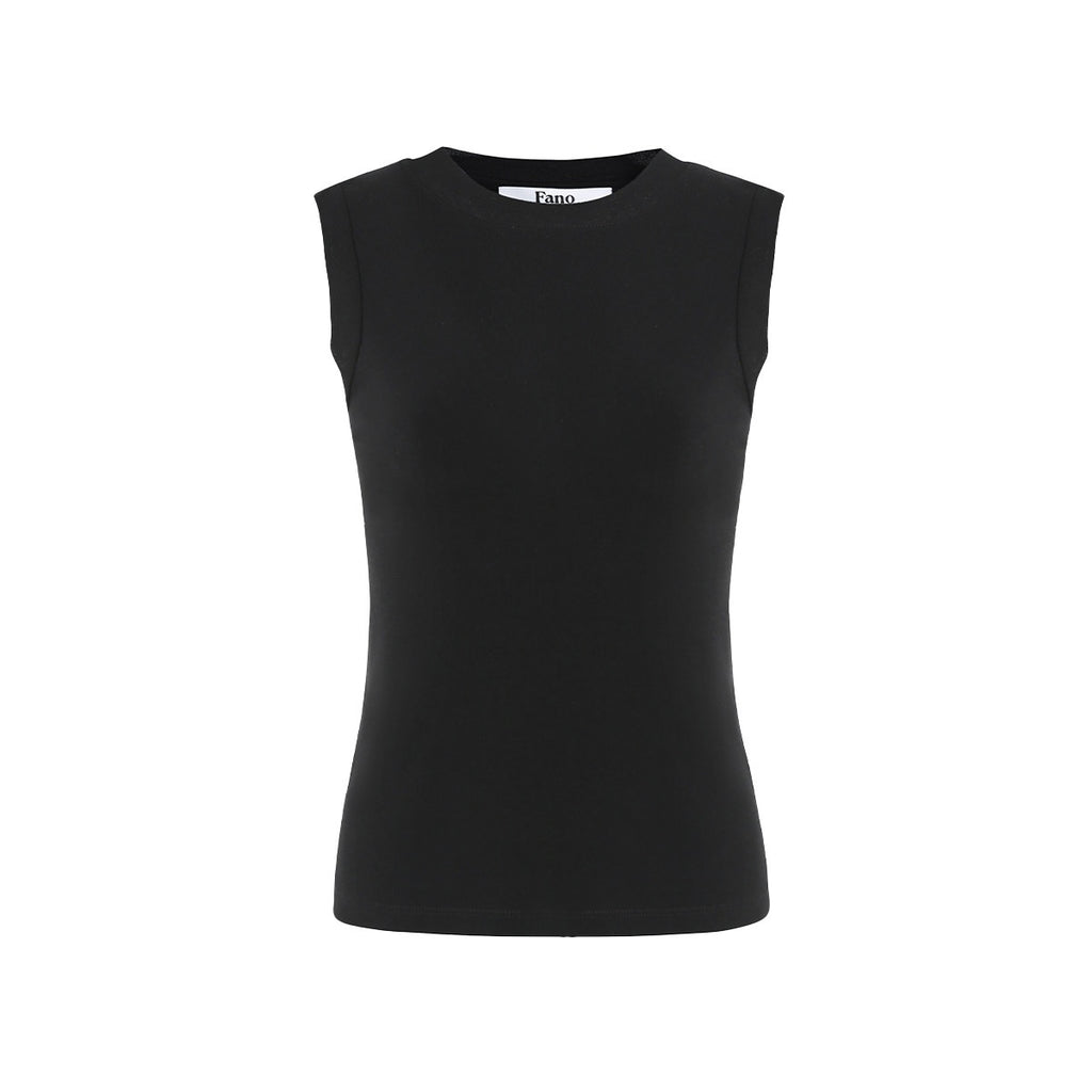 fano_Soft_Pure_Cotton_Slim_Fit_Pullover_Office_Basic_Black_Tank_Tops_MISSTT