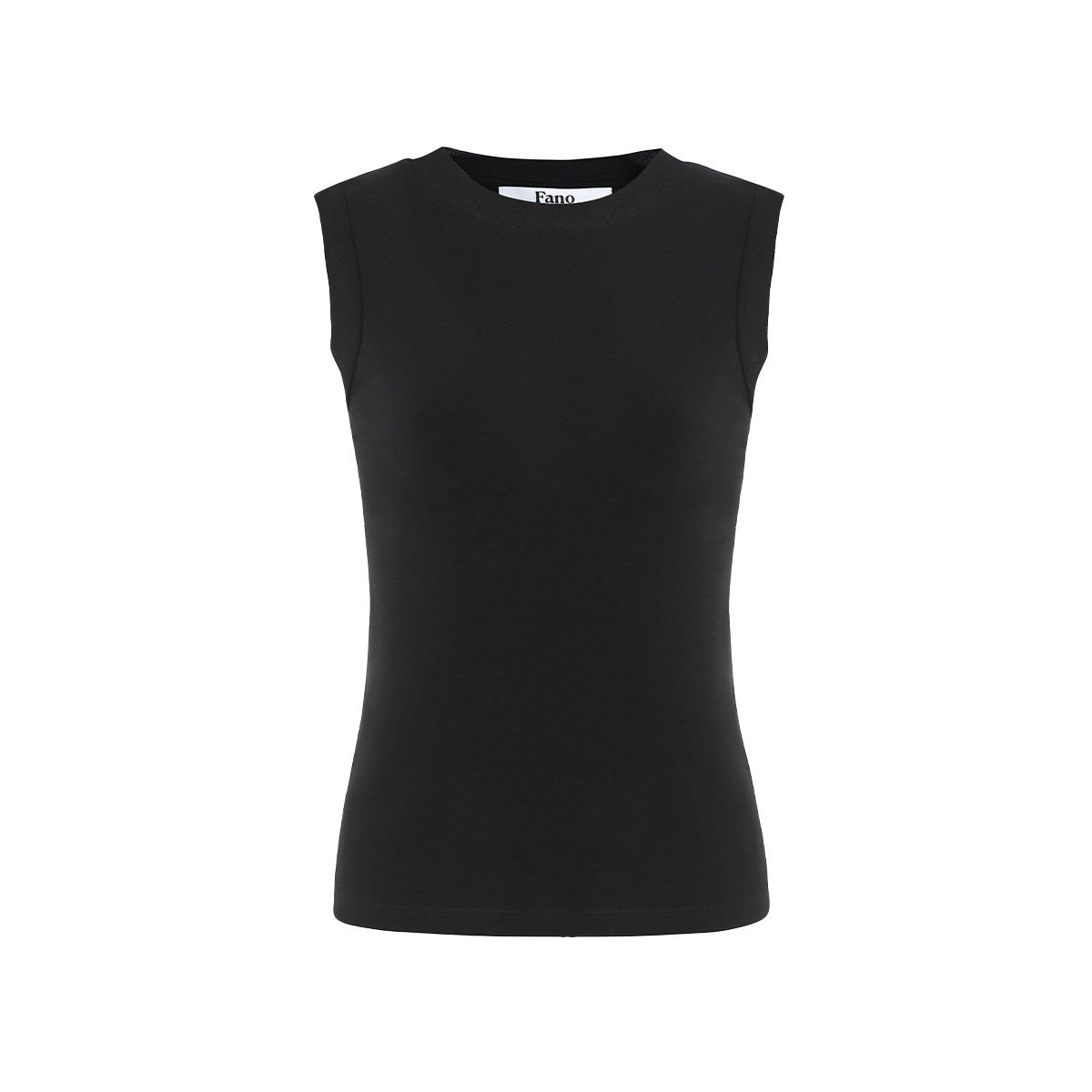 fano_Soft_Pure_Cotton_Slim_Fit_Pullover_Office_Basic_Black_Tank_Tops_MISSTT