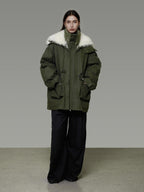unspoken 90% White Duck Down Warm Midlength Stand Collar Women Army Green Down Jackets