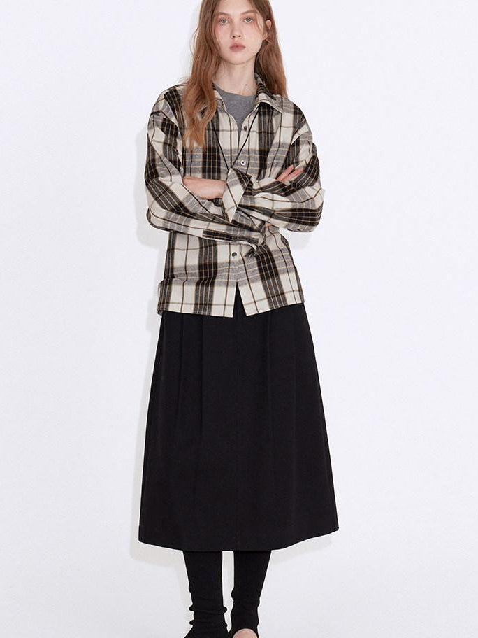 fano Adjustable Cotton Plaid Loose Turndown Collar Long Sleeve Young Women Shirts