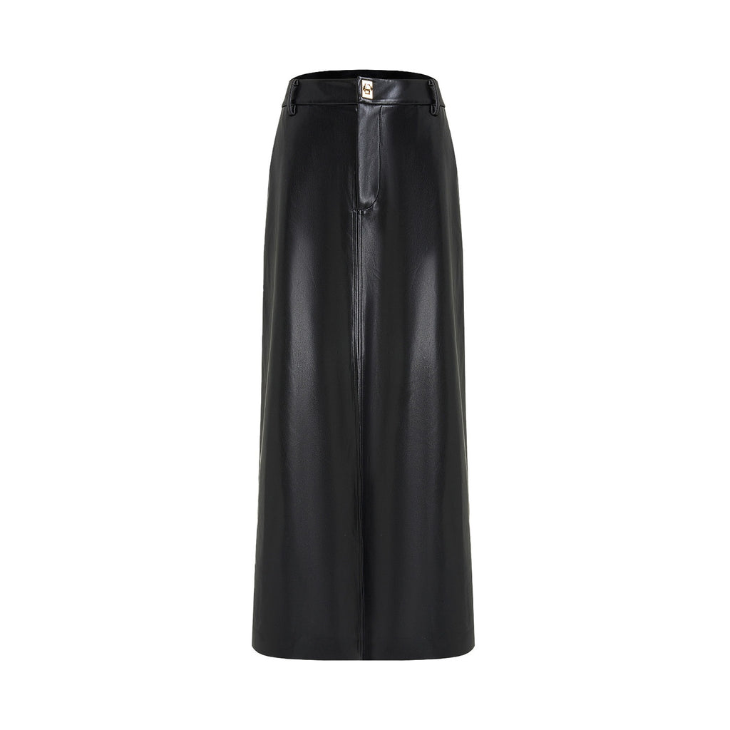 unspoken_High_Waist_Textured_H_Line_Straight_Minimalist_Workwear_Black_Midi_Skirts_MISSTT
